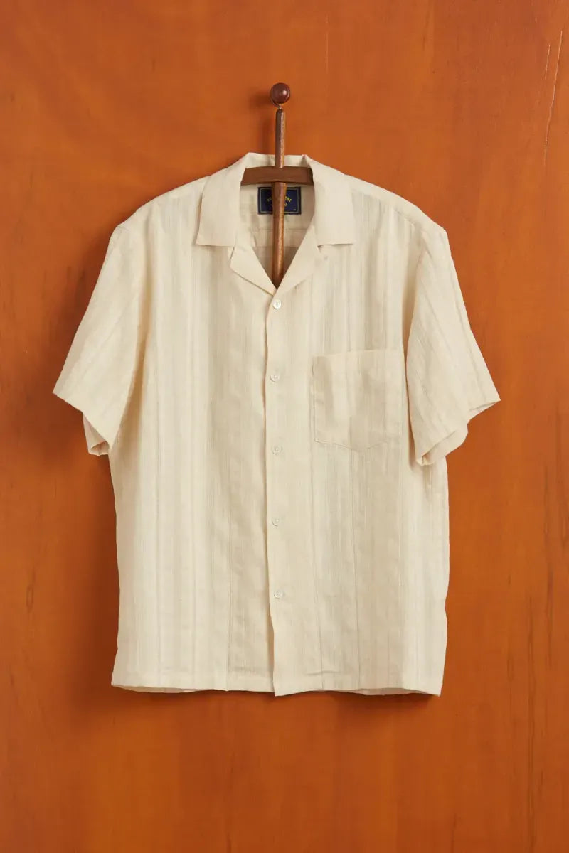 Portuguese Flannel Almada Short Sleeve Shirt - Ecru