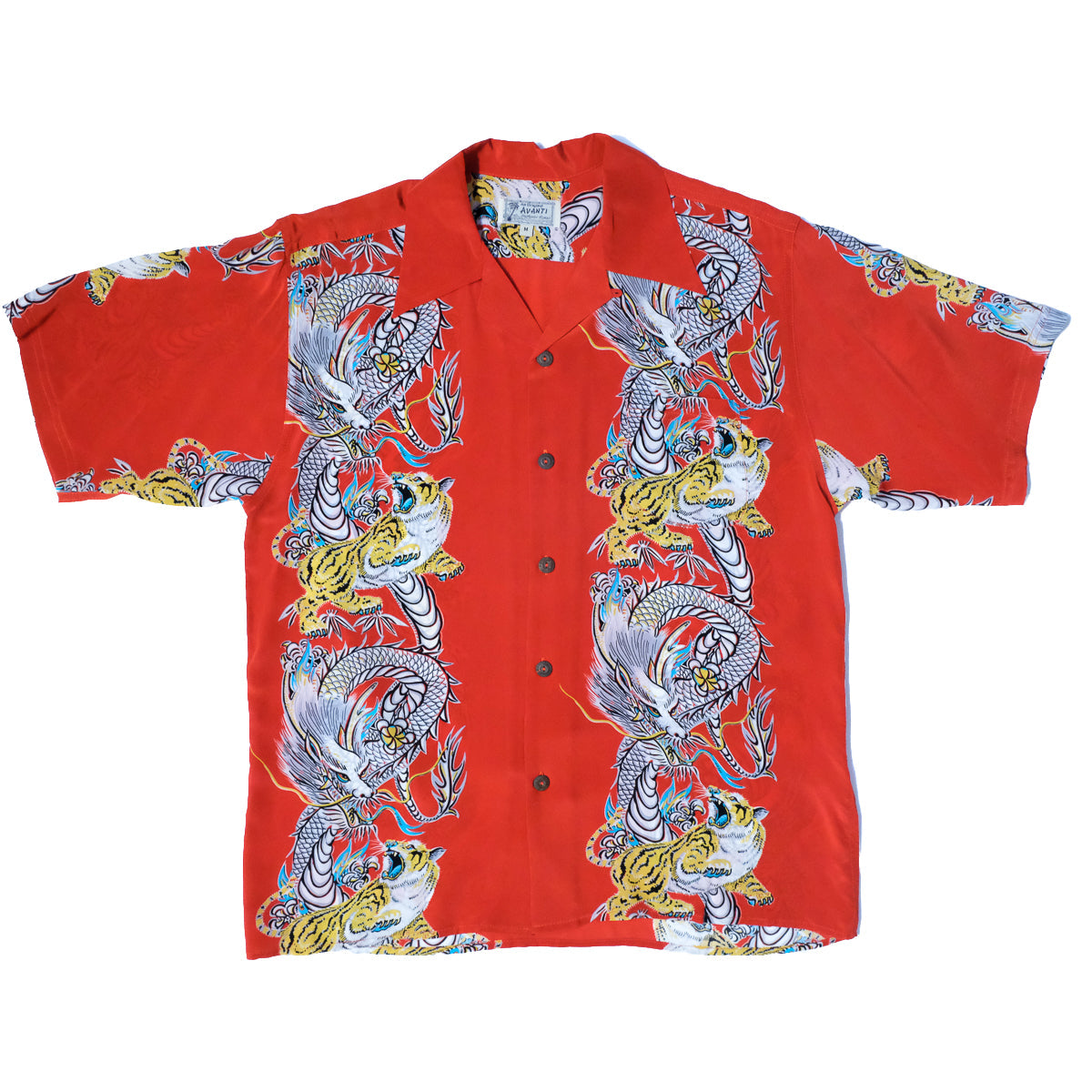 Avanti Hawaiian Shirt - Dragon and Tiger - Red