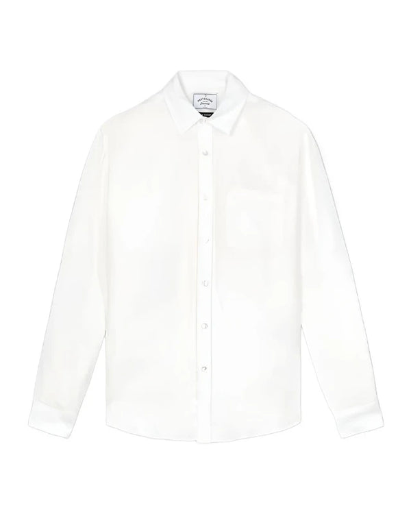 Portuguese Flannel Linen Long Sleeve Shirt - White - Elroy Clothing